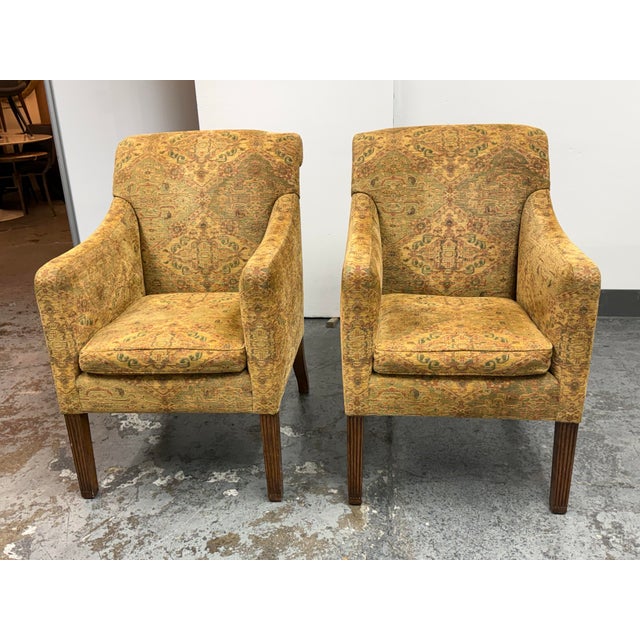 Design Plus Gallery presents a Pair of the Georgian Library Chairs by Rose Tarlow. This pair showcases upholstered library...