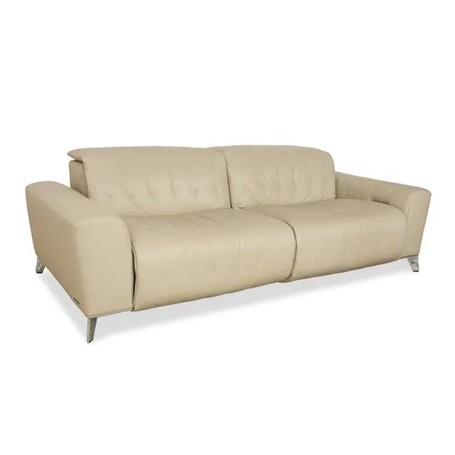 Modern Satelite 3-Seater Sofa in Cream Leather from Roche Bobois For Sale - Image 3 of 18
