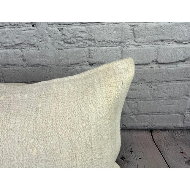 Turkish 16 x 24 Hemp Pillow Turkish Cushion Natural White Pillow Cushion Cover For Sale - Image 3 of 4