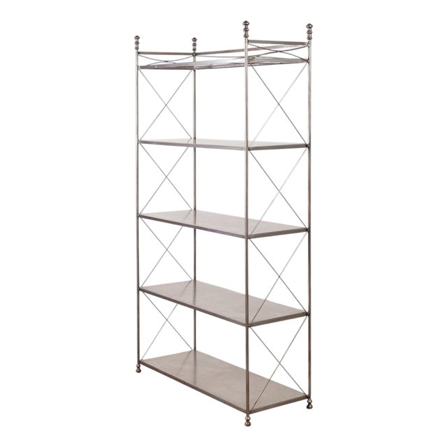 French Neoclassical Style Five Tier Steel Étagère Shelves For Sale