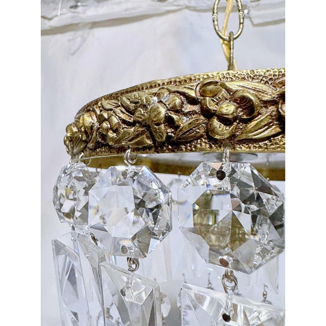 1950s Vintage 1950s Italian Brass Basket Chandelier For Sale - Image 5 of 9