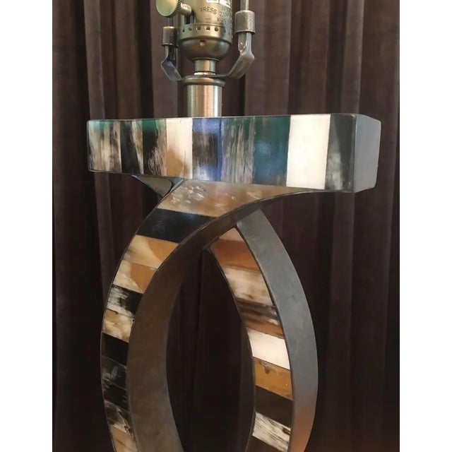 Modern 1980s Faux Tessellated Horn Table Lamps - a Pair For Sale - Image 3 of 11
