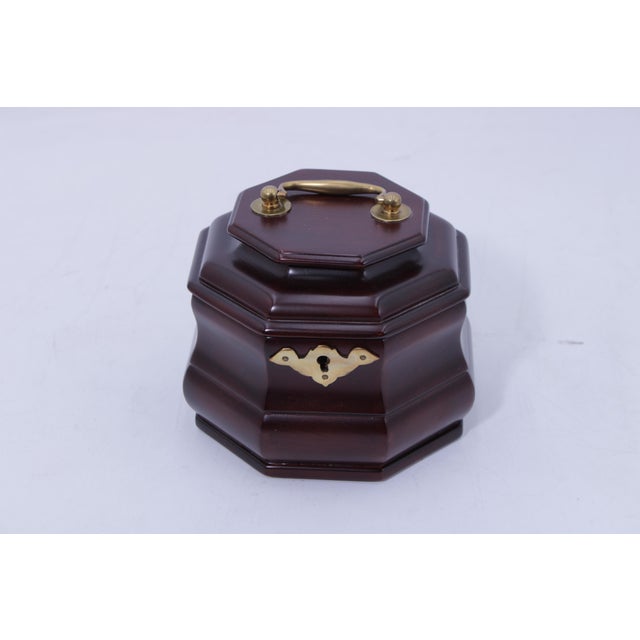 Traditional Virginia Metalcrafters Mahogany Octogonal Tea Caddy For Sale - Image 3 of 13