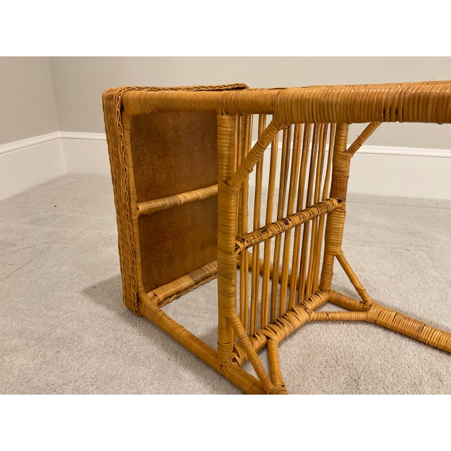 1980s Vintage Wicker Table For Sale - Image 5 of 8