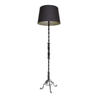 French Art Deco Style Wrought Iron Floor Lamp For Sale