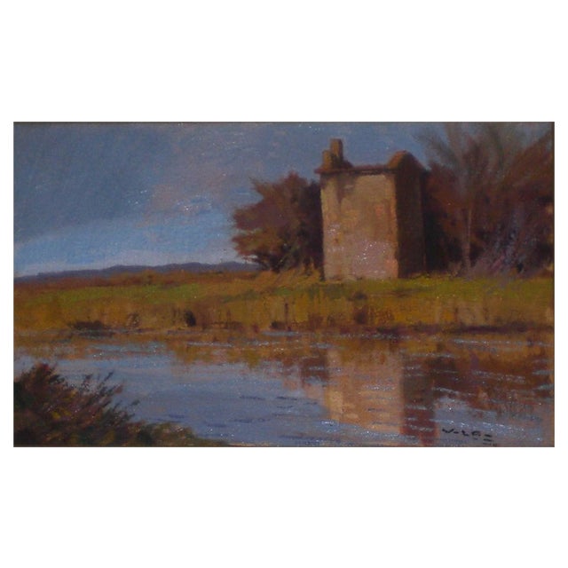 Angiolo Volpe, The Pond, Oil on Canvas For Sale