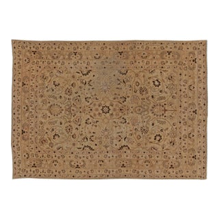 1920s Persian Tabriz Beige and Brown Handwoven Wool Rug For Sale