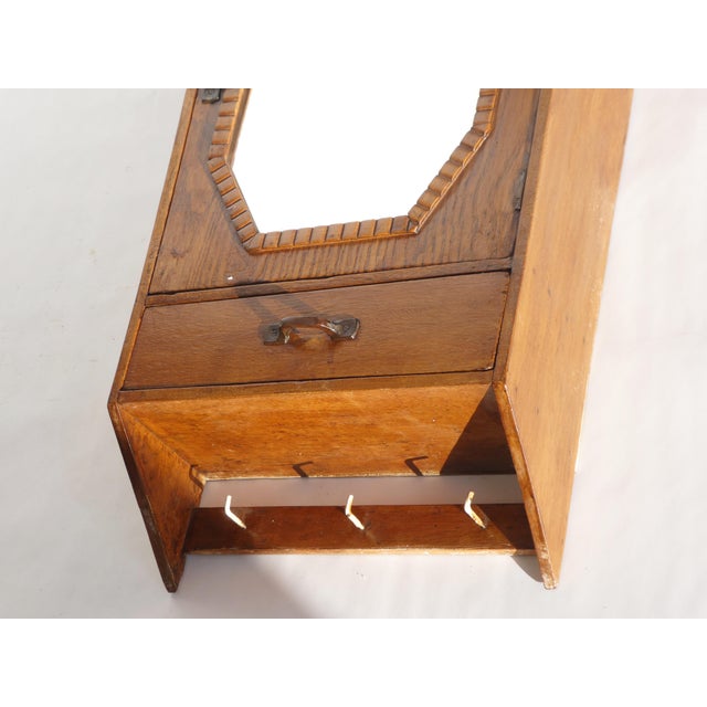 Brown Vintage Art Deco Wooden Wall Cabinet with Mirror, 1920s For Sale - Image 8 of 11