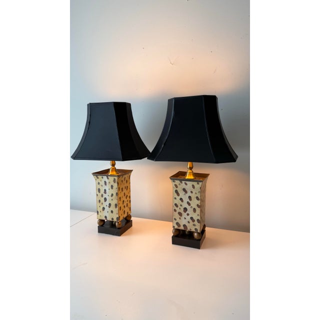 Late 20th Century Late 20th Century Giraffe Tole Pagoda Table Lamps - a Pair For Sale - Image 5 of 11