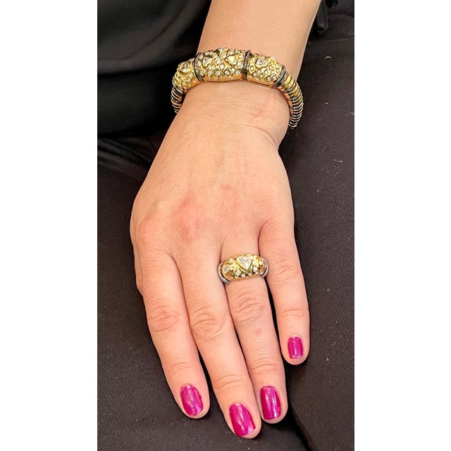 Leporttie Diamond Bangle Earring Two Piece Set in 18 Karat Yellow Gold For Sale - Image 12 of 18