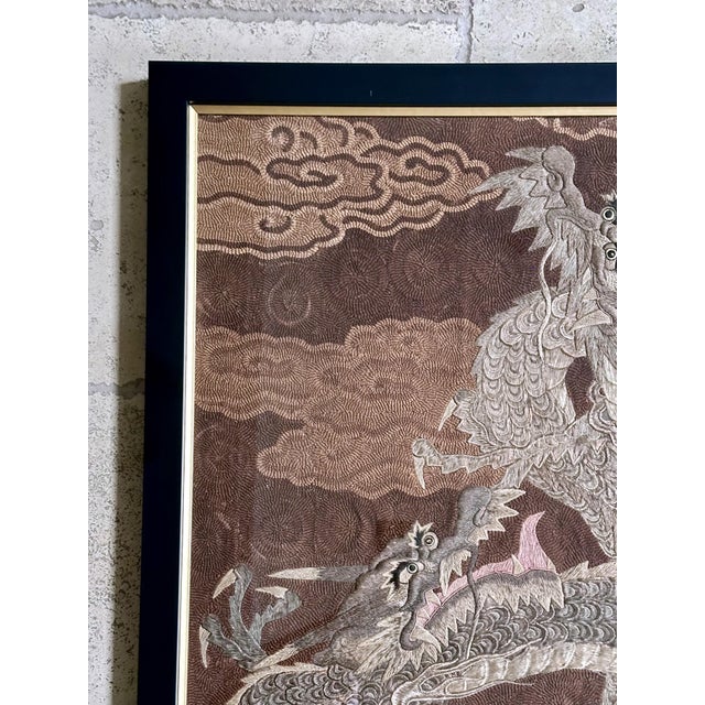 Framed Japanese Embroidery Dragon Tapestry Meiji Period For Sale - Image 12 of 16