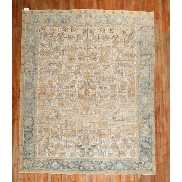 White Early 20th Century Antique Persian Heriz Rug, 7'7'' X 9' For Sale - Image 8 of 8