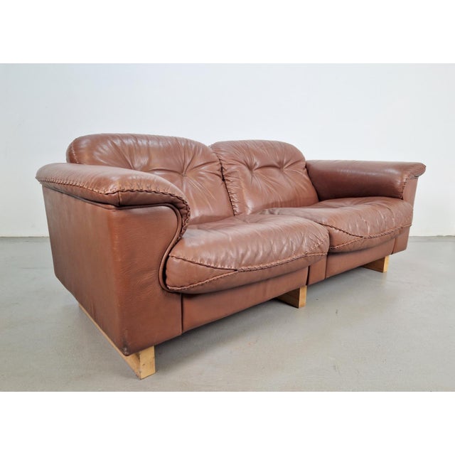 Wood DS101 Two-Seater Sofa in Leather from de Sede, 1970s For Sale - Image 7 of 17