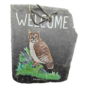 Vintage Handpainted Welcome Home Sign on Slate