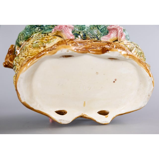 Antique French Onnaing Majolica Barbotine Pumpkin Jardiniere Cachepot, Circa 1880 For Sale - Image 9 of 11