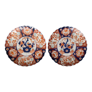 Large Antique 19th Century Meiji Japanese Imari Chargers, a Pair