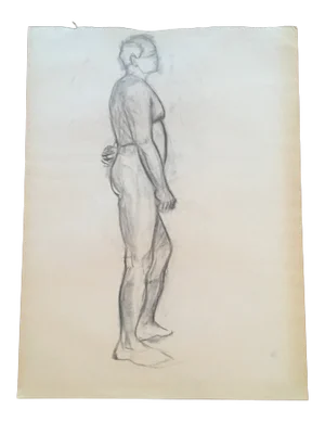 Vintage Large Mid-Century / Realism Nude Anatomy Figure Drawing