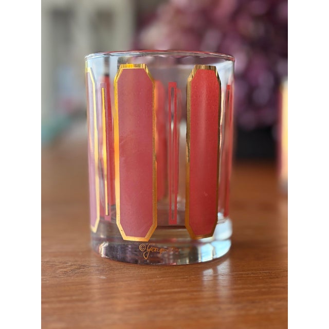 Mid-Century Modern Vintage Georges Briard 22k Paneled Low Ball Glass Set of 4 For Sale - Image 3 of 10