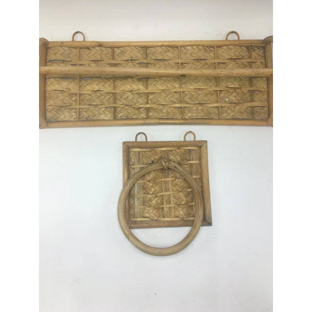1950s Vintage Cane Bathroom Accessories - Set of 2 For Sale - Image 5 of 9