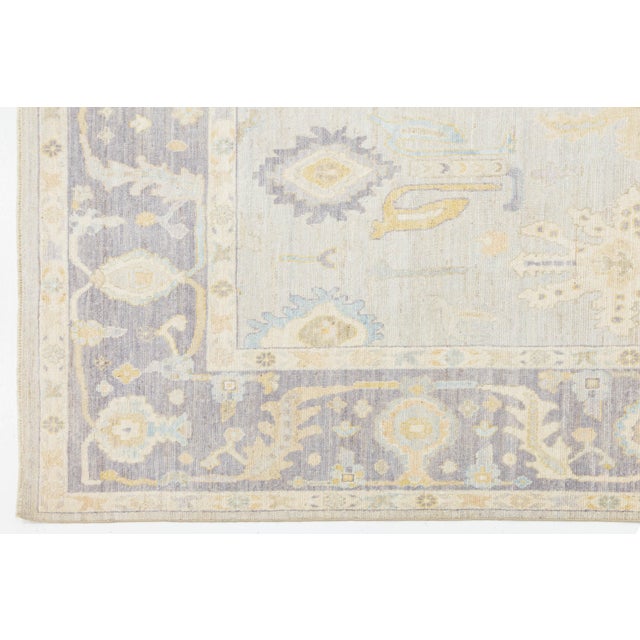 2020s Hand-Knotted Modern Oushak Style Wool Area Rug Muted Silver, Lavender, and Gold For Sale - Image 5 of 10