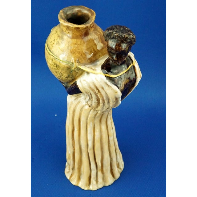 20th Century Majolica Ceramic Sculpture of Woman with Vase from Tanagra Rome, Italy For Sale - Image 10 of 18