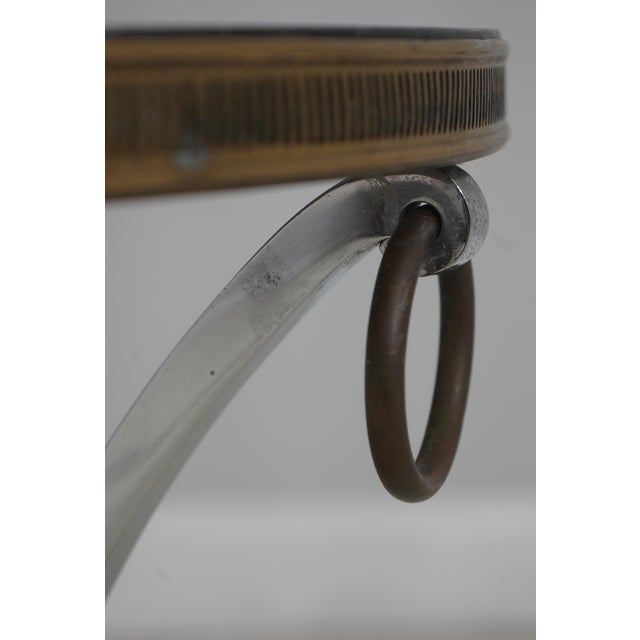 1960s Regency Style Steel & Brass Marble Top Occasional Table For Sale - Image 5 of 13