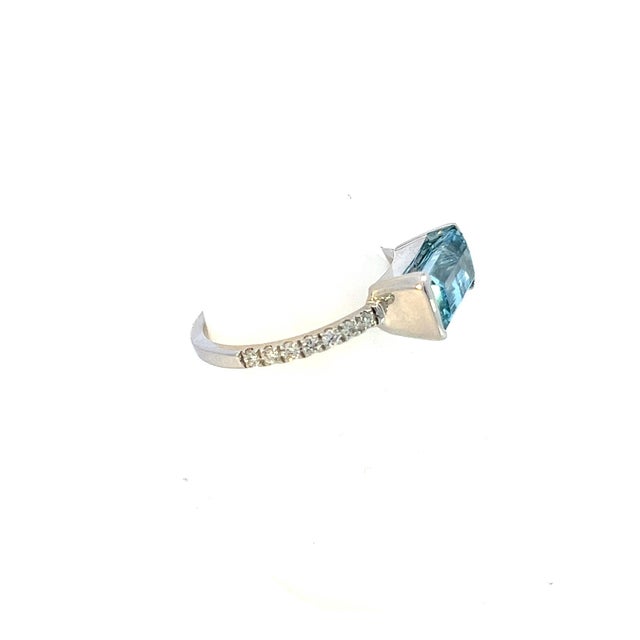 Natural Finely Faceted Aquamarine Diamond Ring 6.75 14k W Gold 2.24 TCW Certified $3,950 310651 This is a Unique Custom...