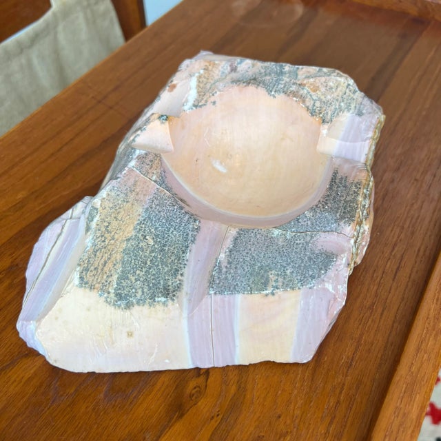 1970s Italian Organic Modern Pink Marble Onyx Ashtray For Sale - Image 11 of 11