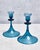 Gorgeous mid century Orrefors Sweden blue taper candlesticks. These candle holders are in excellent condition with no...