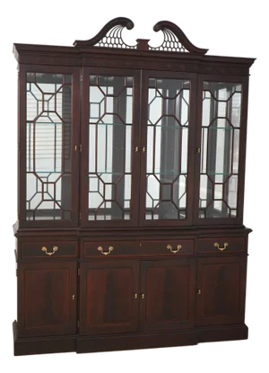 Stickley Mahogany Large 4 Door Breakfront China Cabinet