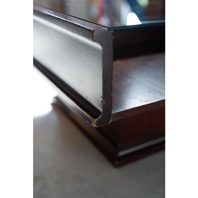 Vintage Mahogany Coffee Table with Glass Top, 1970s For Sale - Image 6 of 11