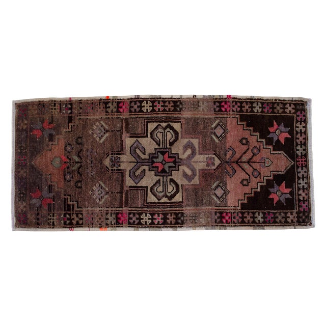 Textile Hand Knotted Small Turkish Rug - 19" X 42" For Sale - Image 7 of 15