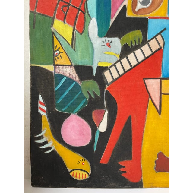 Post Modern Unusual Original Painting signed by W. Smith. We were told by previous owner this was a California artist from...