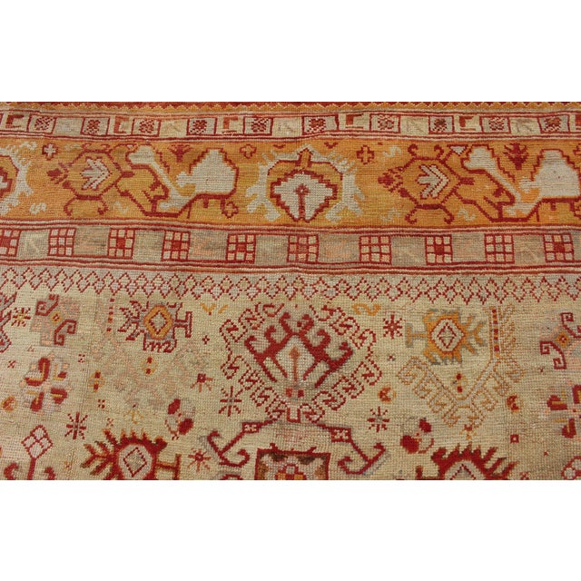 Antique Turkish Oushak Carpet With All-Over Design in Red 10'5" X 12'5" For Sale - Image 9 of 10