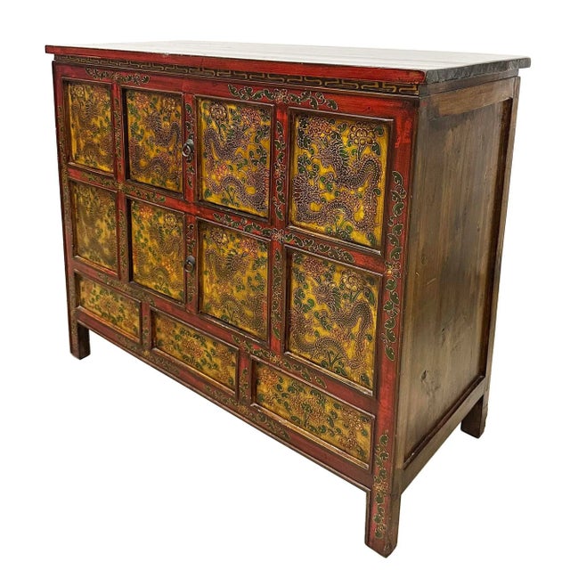 Antique Tibetan Hand-Painted Cabinet For Sale - Image 12 of 13