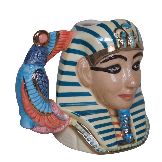 Realism 1990s Egyptian Revival Signed Royal Doulton Egyptian Pharaoh Tutankhamun Toby Character Jug For Sale - Image 3 of 14