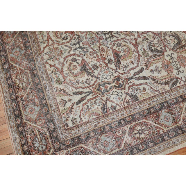 Textile Antique Worn Ivory Persian Mahal Rug - 7' x 10'2" For Sale - Image 7 of 11