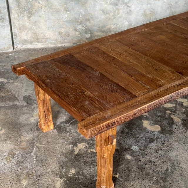 Large Coffee Table in Upcycled Golden Teak For Sale - Image 8 of 11