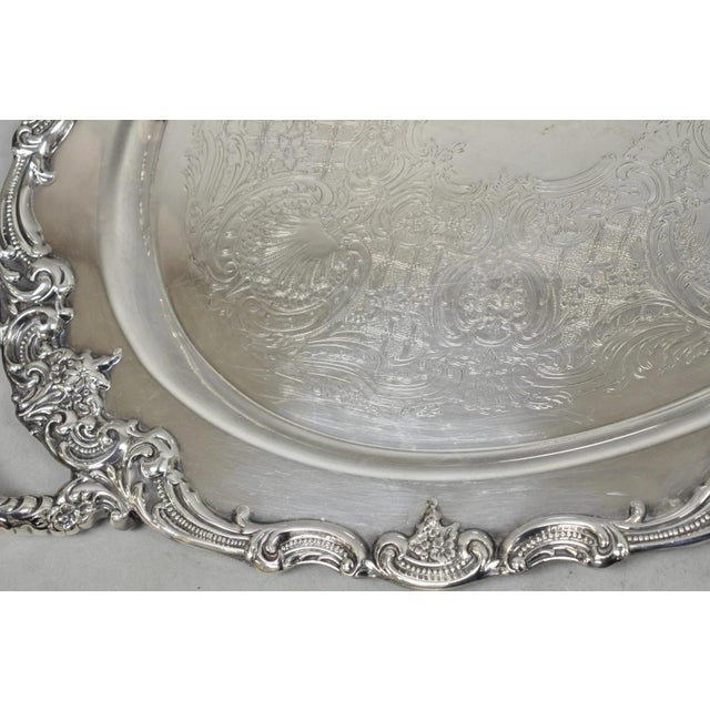 Silver Vintage Reed & Barton 1955 Victorian Silver Plated Oval Bar Serving Platter Tray For Sale - Image 8 of 14