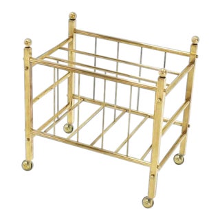 Early 20th Century Solid Brass Magazine Rack For Sale