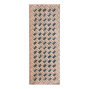 1930s Taupe Geometric Antique American Hooked Rug 2'3" X 6' Handknotted Wool Carpet
