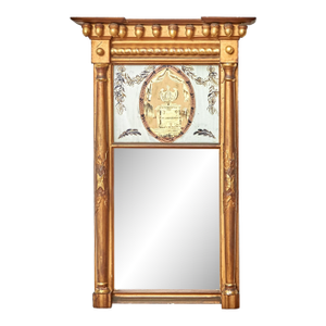 Federal Giltwood Mirror With Reverse-Painted Tablet, Washington Motif