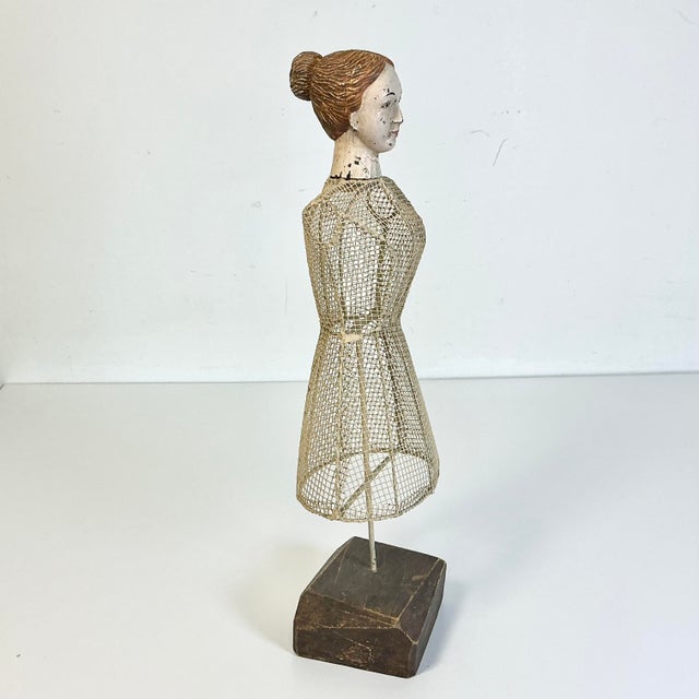 French 1960s Vintage French Boho Chic Tabletop Tole Mesh Tabletop Mannequin Sculpture For Sale - Image 3 of 12