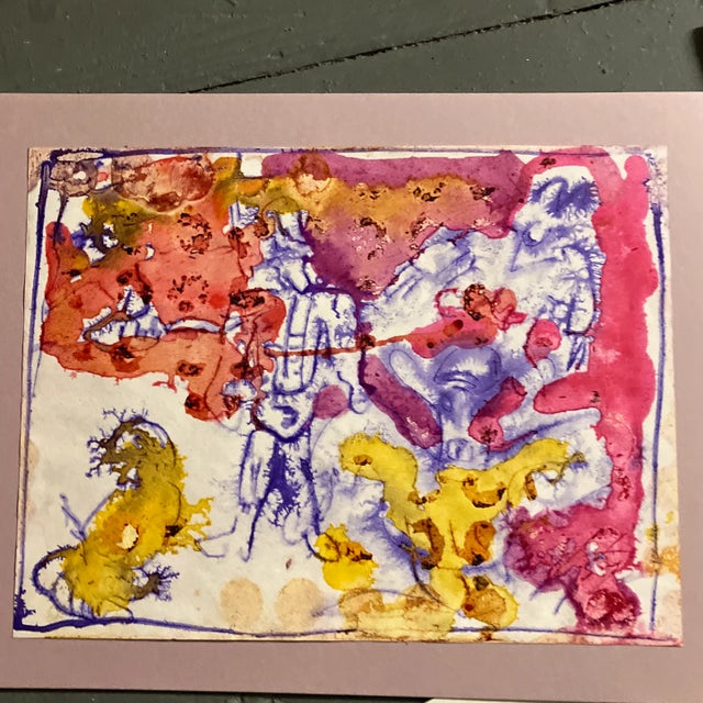 1980s 1980’s Gallery Wall Collection 5 Abstract Watercolor Paintings -Set of 5 For Sale - Image 5 of 8