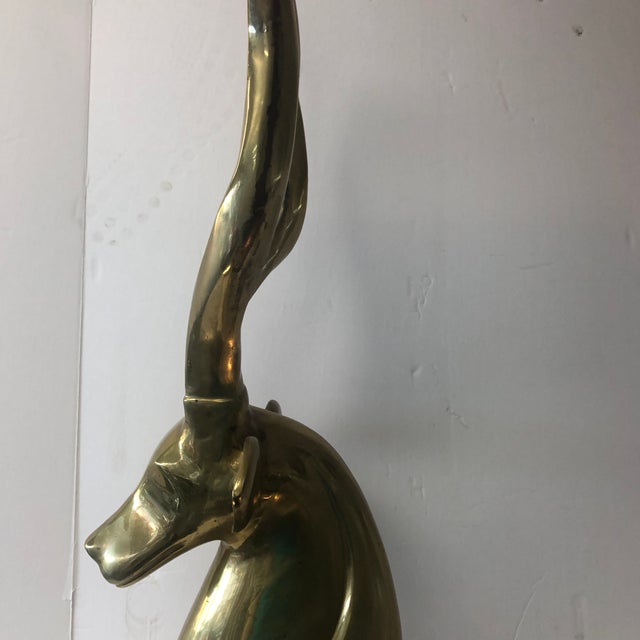 Hollywood Regency Brass Gazelle Head Statue For Sale In Miami - Image 6 of 13