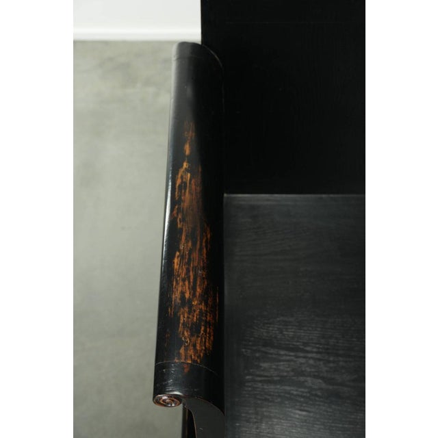 Wood 20th Century Asian Style Black Wooden Armchair For Sale - Image 7 of 15