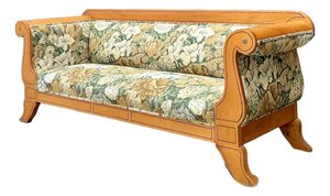 Vintage Biedermeier Sofa in Dorothy Draper Floral Tapestry
