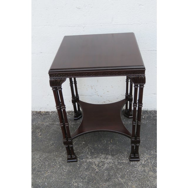 Chinese Chippendale Mahogany Square Side End Table With Shelf For Sale - Image 10 of 11