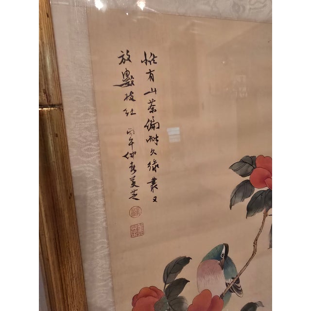 Vintage Asian Wc Painting Signed Bird of Paradise For Sale - Image 4 of 13
