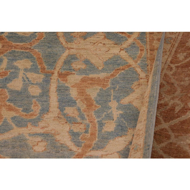 Blue Bohemien Ziegler Blue Brown Hand-Knotted Wool Rug - 8'11'' X 12'0'' For Sale - Image 8 of 8